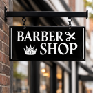 doublesided enamel sign with modern wall frame