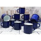 12 navy blue enamel mugs, HEAVY DUTY QUALITY.