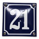 House number convex with frame (blue/White)