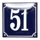 House number convex with frame (Blue/White) 16x16cm