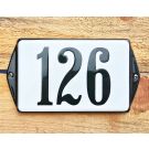 Rectangular enamel house number with colored ears