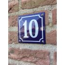 Blue enamel house number