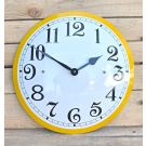 Enamel clock white with yellow edge