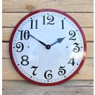 Enamel clock white with red edge