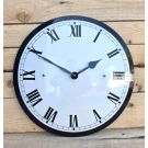 Enamel clock white with black edge roman