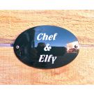 Name sign curved without frame oval