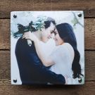 Wedding photo immortalized on enamel sign