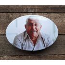 Enamel sign with photo for gravestone