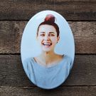 Photo sign grave monument enamel oval