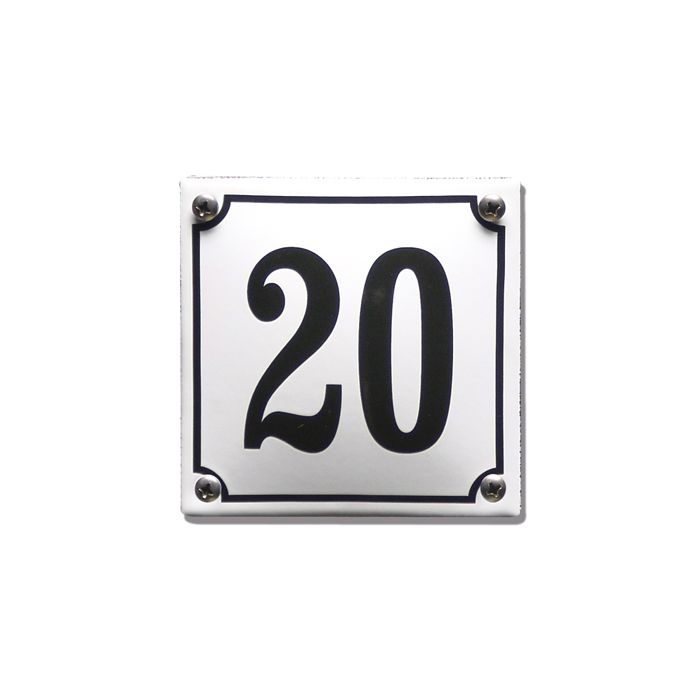 White enamel House number