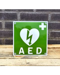 AED Enamel Sign - Automated External Defibrillator