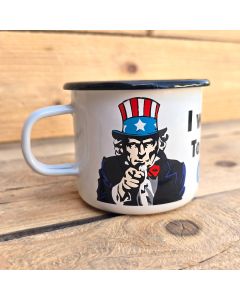 Enamel mug I want you to drink
