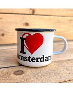 Enamel mug I love Amsterdam