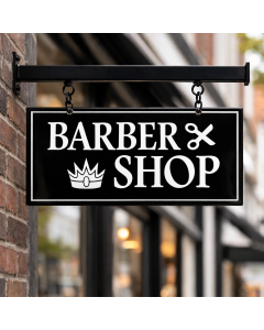 doublesided enamel sign with modern wall frame