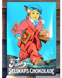 Enamel sign Freia Selskaps chokolade