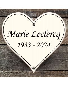 Enamel heart-shaped text sign