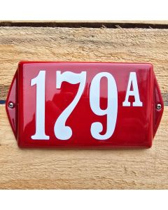 rectangular enamel house number with ears