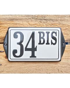 Rectangular enamel house number with frame