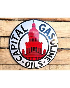 Capital gasoline oils enamel sign