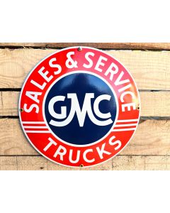 "GMC Trucks - Sales & Service" - Enamel sign