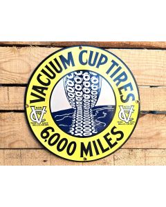 Vacuum cup tires enamel sign vintage