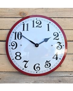 Enamel clock white with red edge