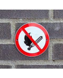 Open fire prohibited prohibition sign