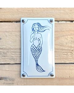 Mermaid toilet sign enamel