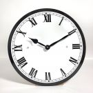Enamel clock white with black edge roman