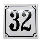House number domed with frame (white/black) 16x16cm