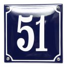 House number domed with frame (Blue/White) 16x16cm