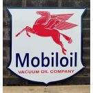 Mobiloil vacuum oil company enamel sign cut out