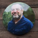 Portrait photo on enamel sign round shape