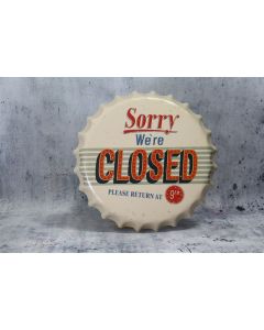 Sorry we're closed tin plate