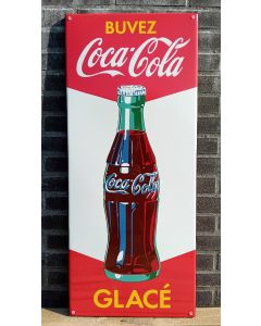 Enamel sign Buvez Coca Cola Glacé