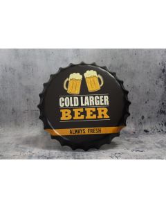 Cold lager bottle cap tin sign