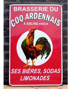 enamel sign Brasserie Du Coq Ardennais 