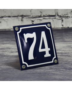 House number domed with frame (blue/White)