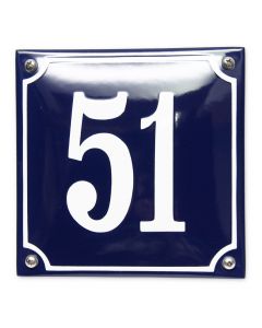 House number domed with frame (Blue/White) 16x16cm