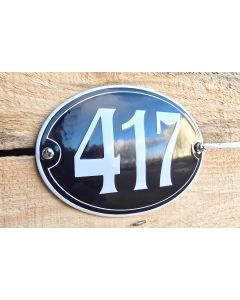 House number oval with frame and colored edge