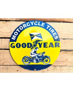 Good Year Motorcycle Tires - Convex Enamel Sign Ø30 cm