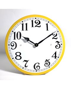 Enamel clock white with yellow edge