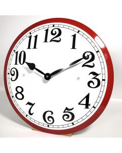 Enamel clock white with red edge