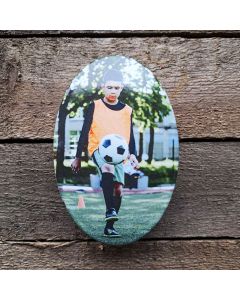 Photo on enamel oval shape vertically