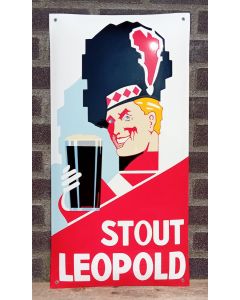 Stout Leopold enamel beer sign