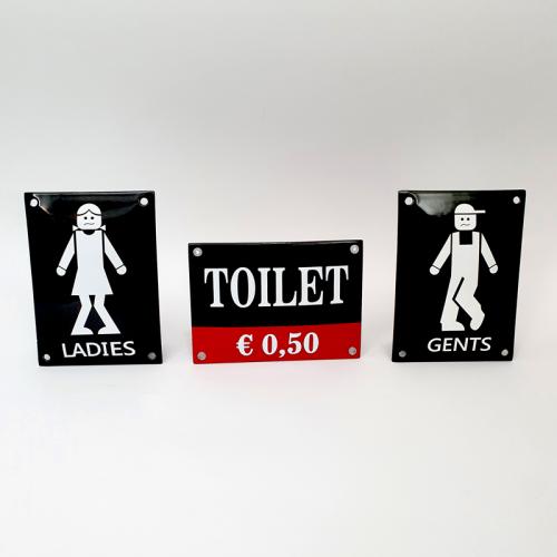 Enamel toilet signs