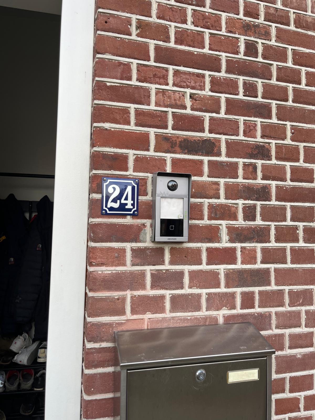 Blue enamel house number