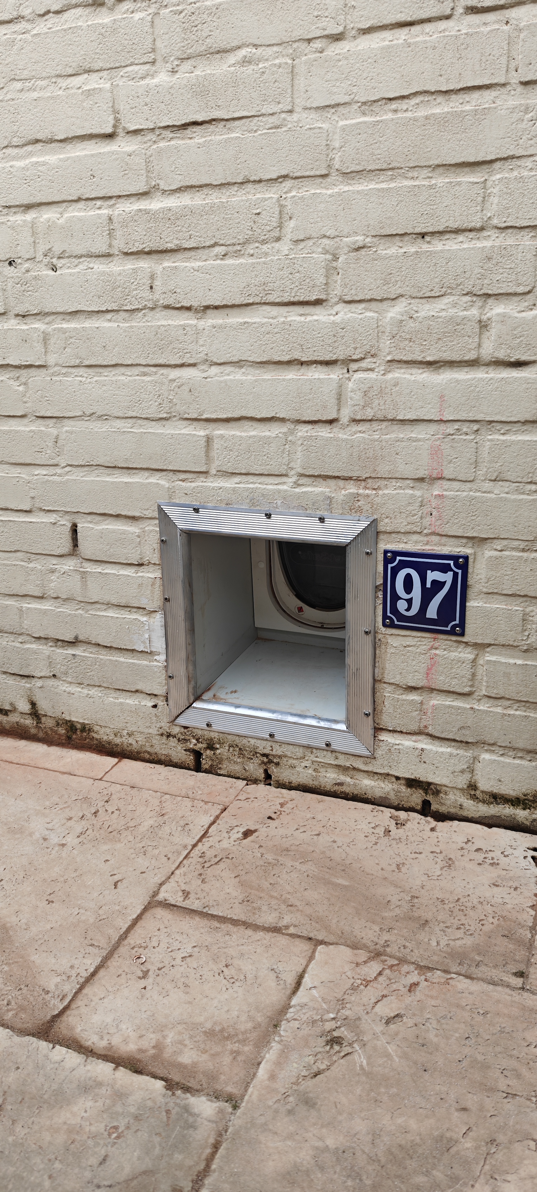 Blue enamel house number