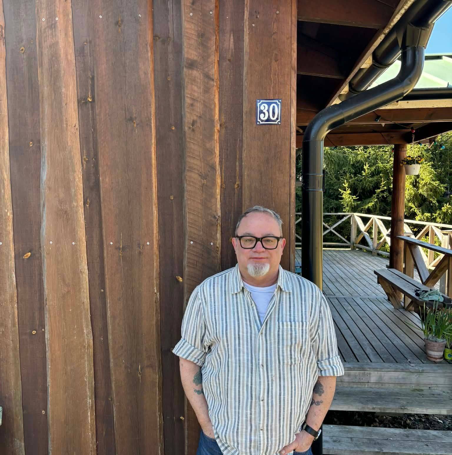 Blue enamel house number